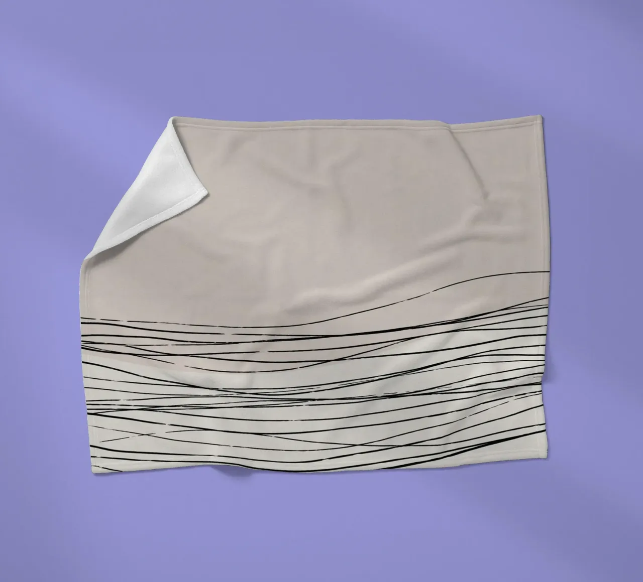 Calm serene line art nordic decor fleece blanket by Little Dean