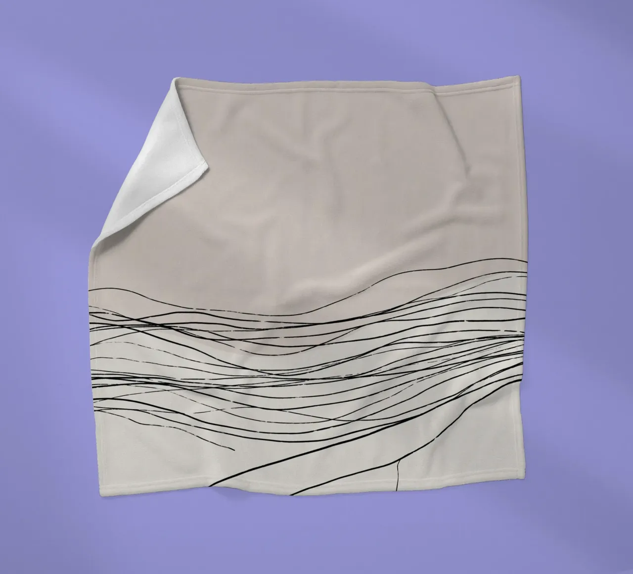 Calm serene line art nordic decor fleece blanket by Little Dean