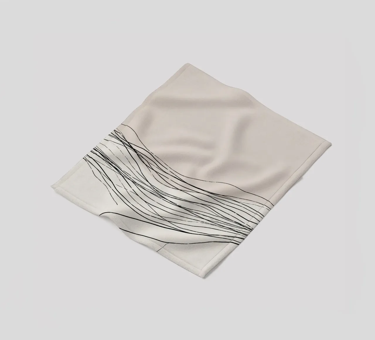 Calm serene line art nordic decor fleece blanket by Little Dean