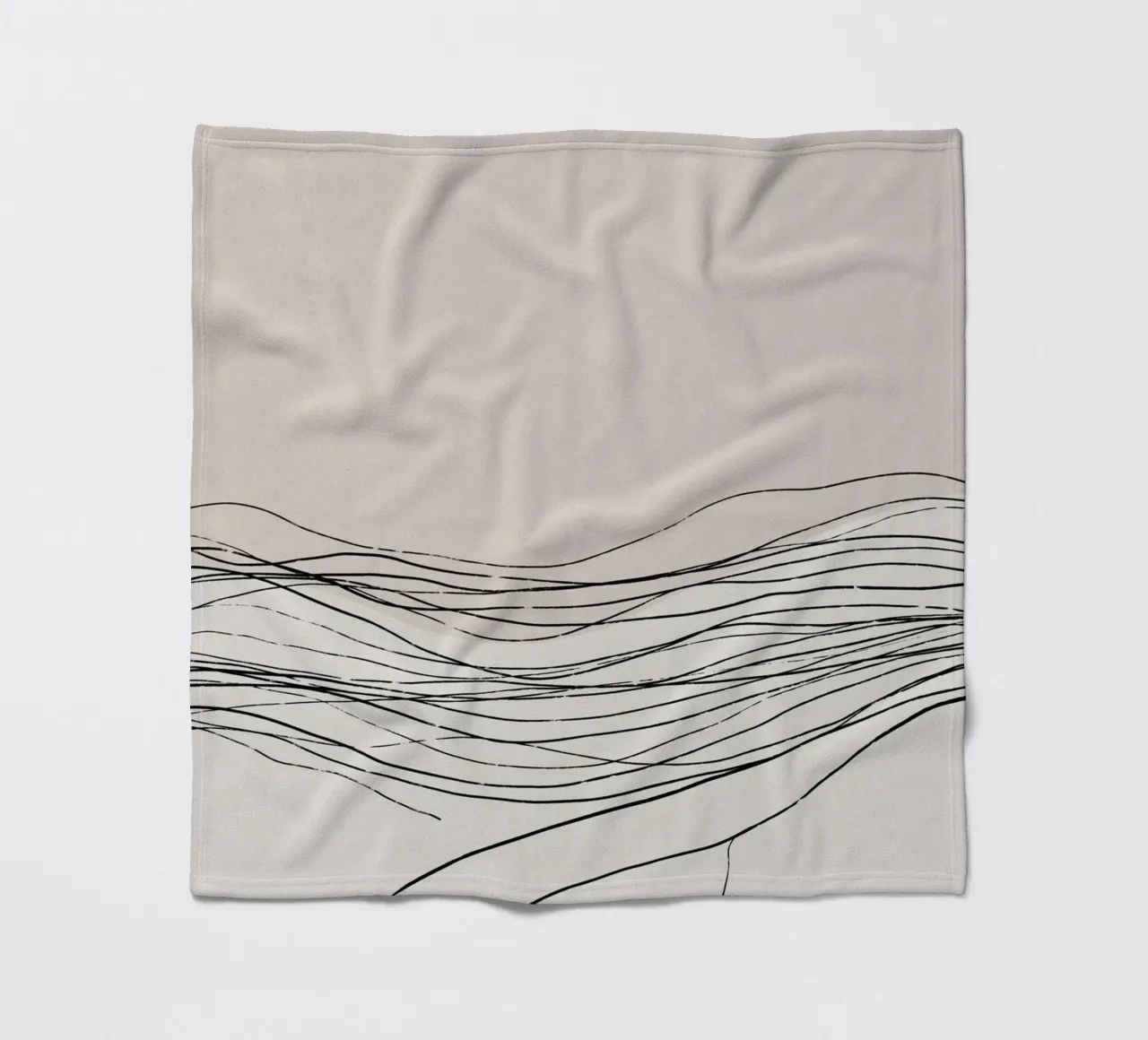 Calm serene line art nordic decor fleece blanket by Little Dean