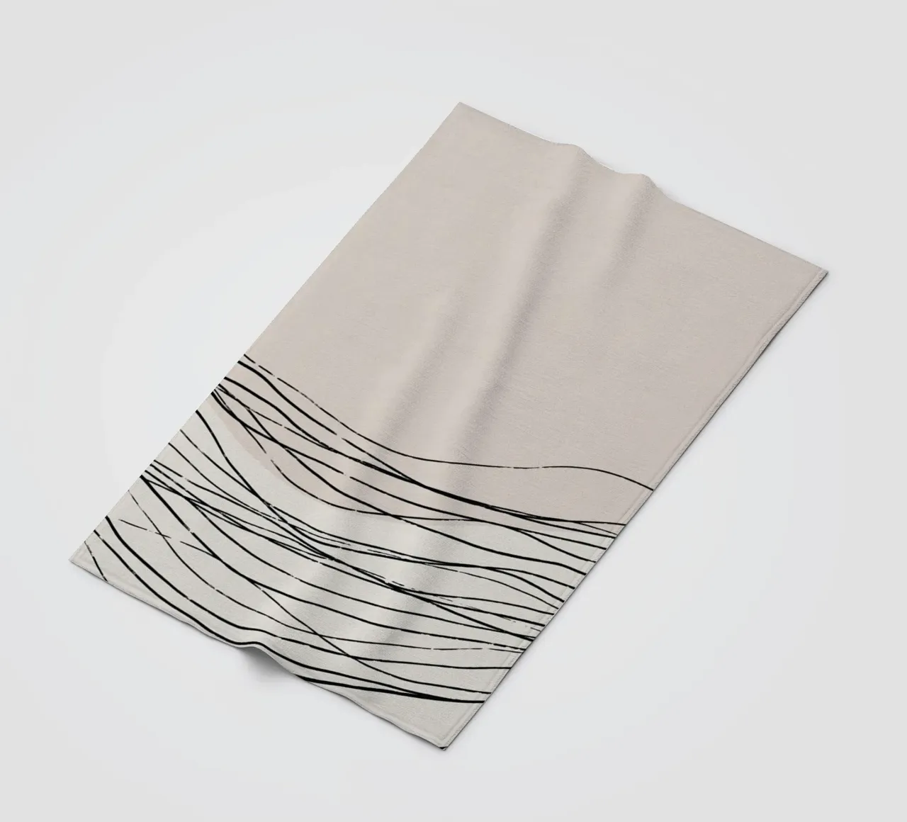 Calm serene line art nordic decor fleece blanket by Little Dean