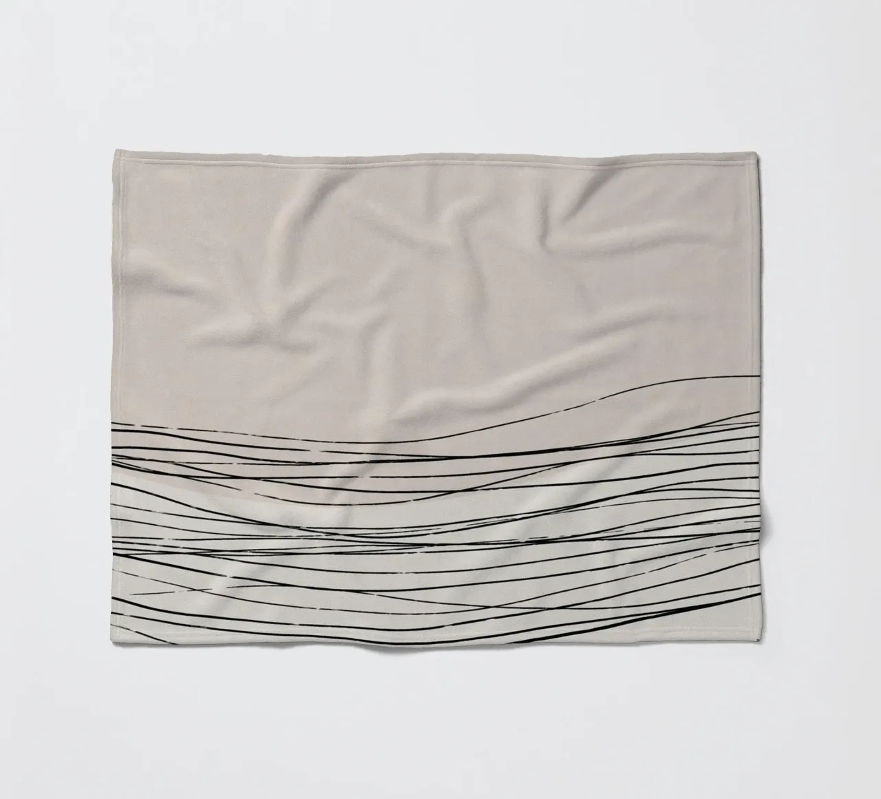 Calm serene line art nordic decor fleece blanket by Little Dean