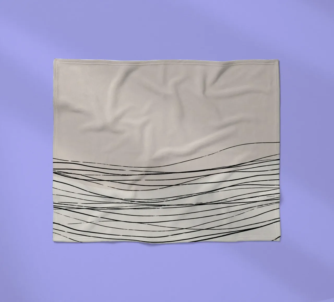 Calm serene line art nordic decor fleece blanket by Little Dean