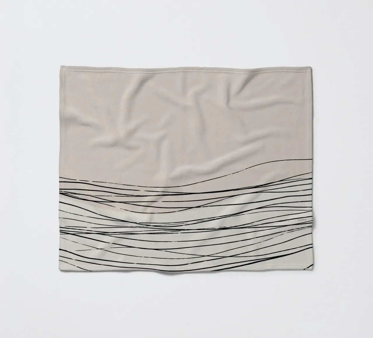 Calm serene line art nordic decor fleece blanket by Little Dean