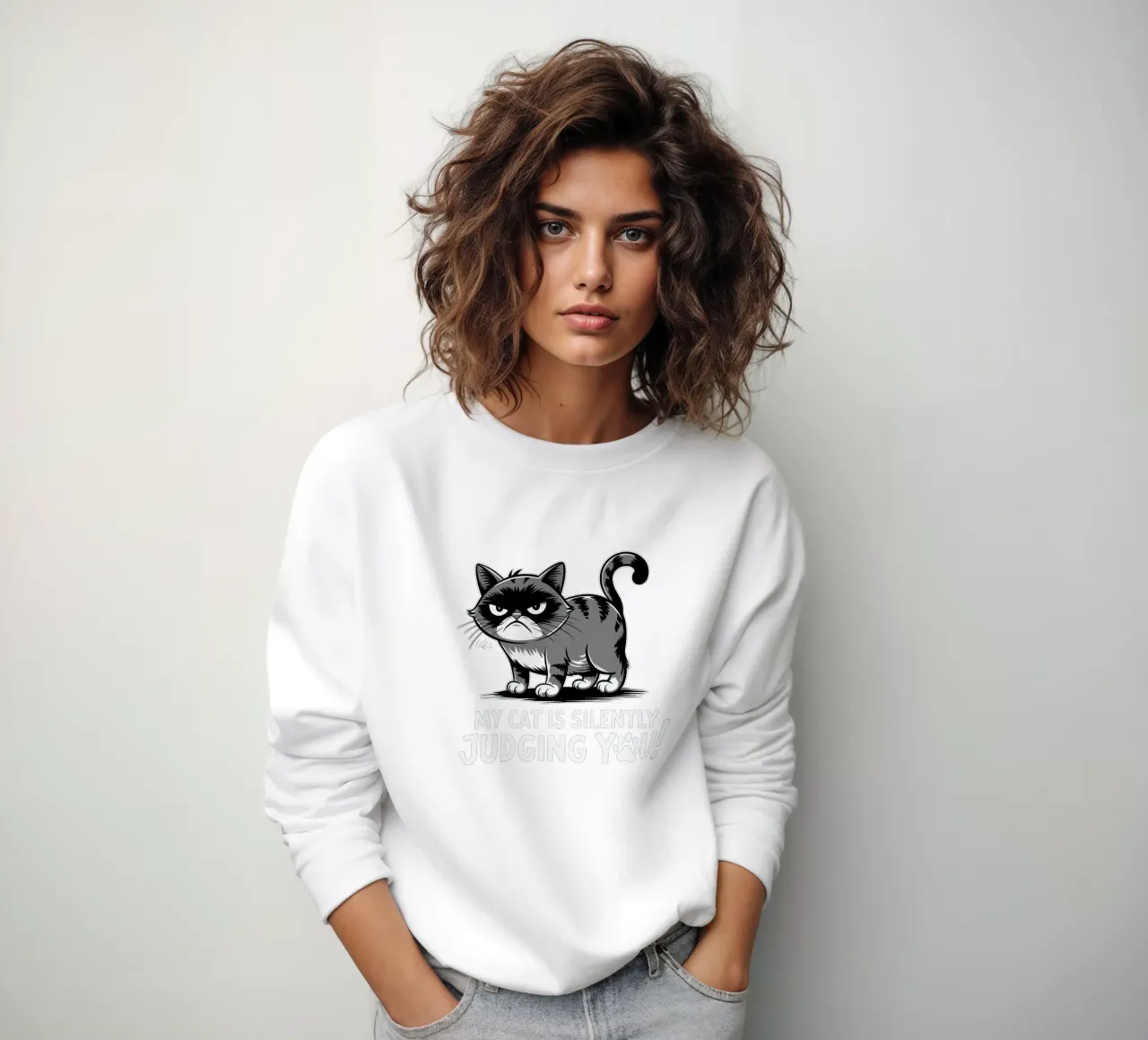 My cat is silently judging you sweatshirt van edsonramosart