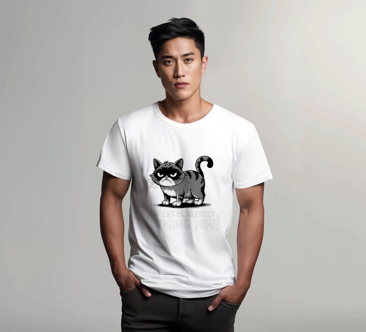 My cat is silently judging you t-shirt da edsonramosart