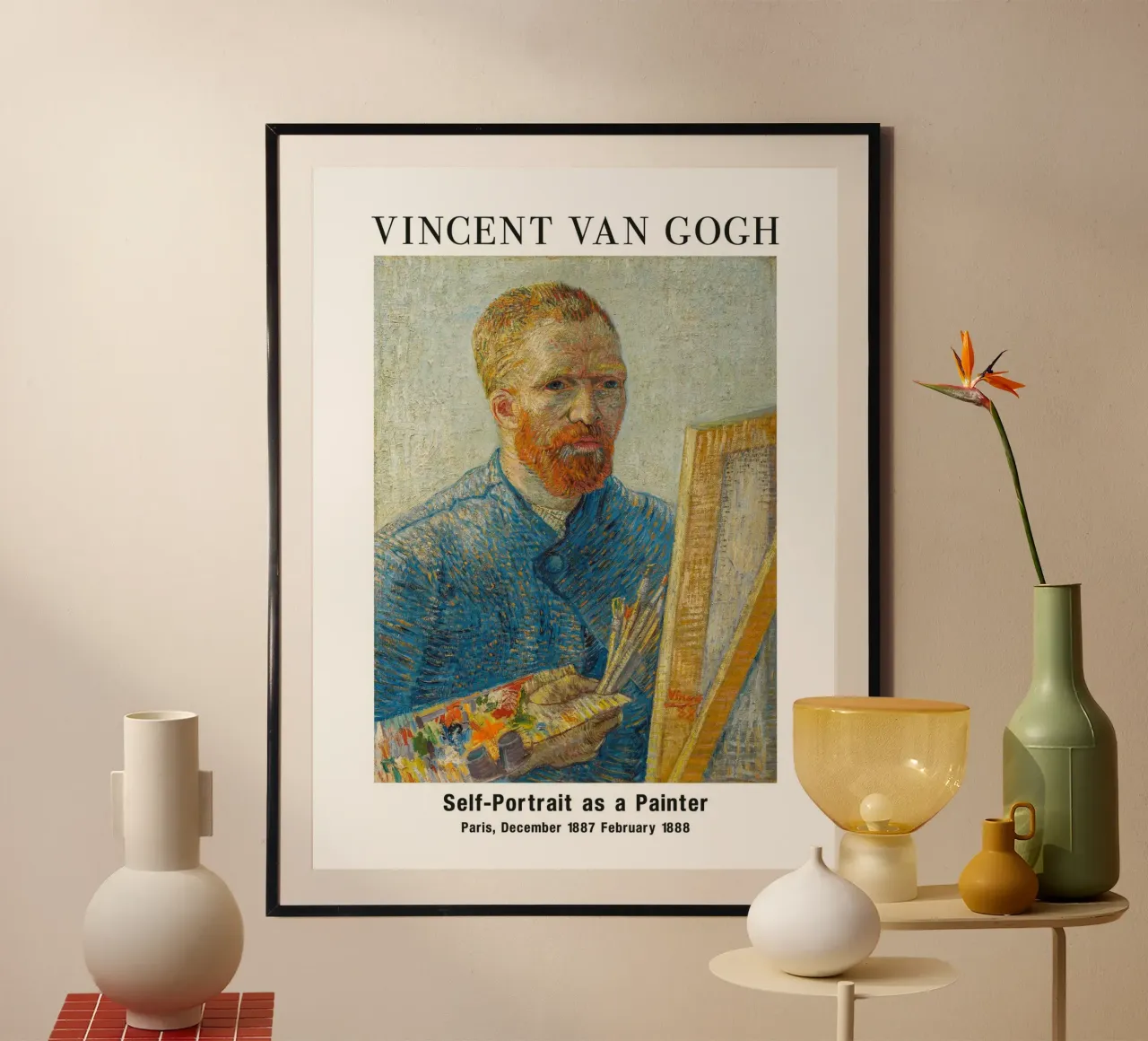 Vincent van Gogh, Autoritratto di un pittore poster con telaio in legno da Carinaprint