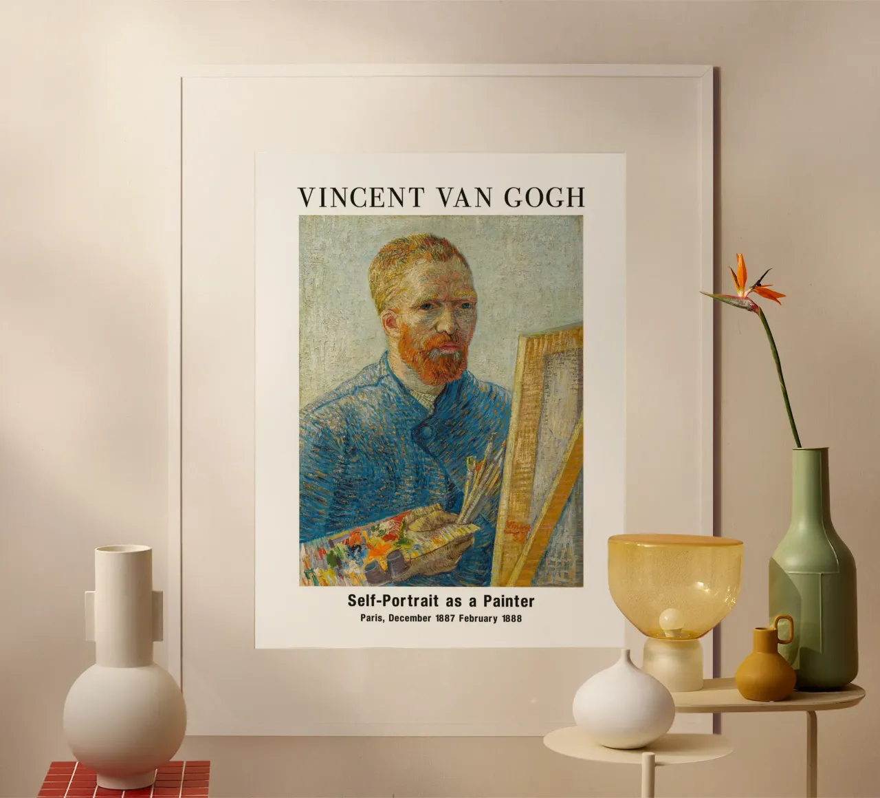 Vincent van Gogh, Autoritratto di un pittore poster con telaio in legno da Carinaprint