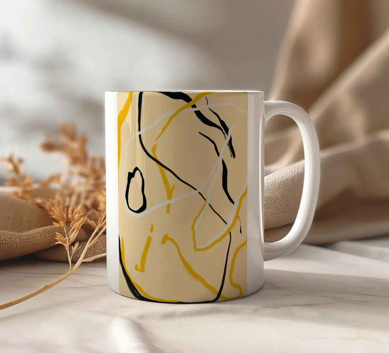 Abstracte lijn decoratief keramische mok van Little Dean