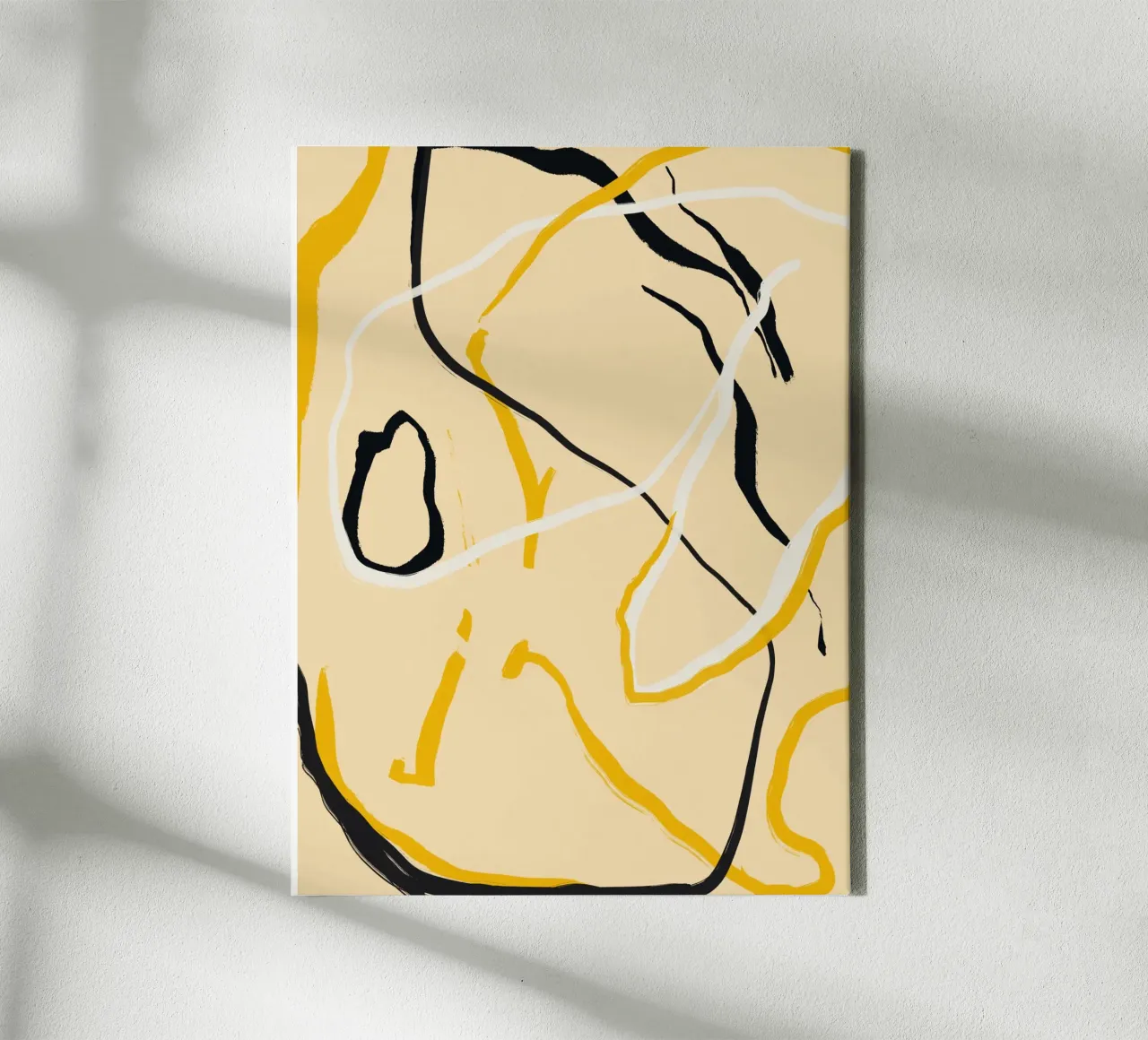 Abstract line decorative canvas with Floater frame by Little Dean