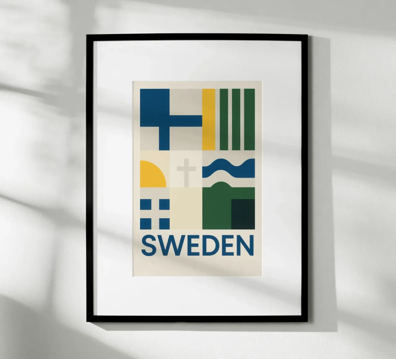 Svezia - L'essenza nordica in sintesi poster con telaio in plastica da JETLAG | affiches voyage