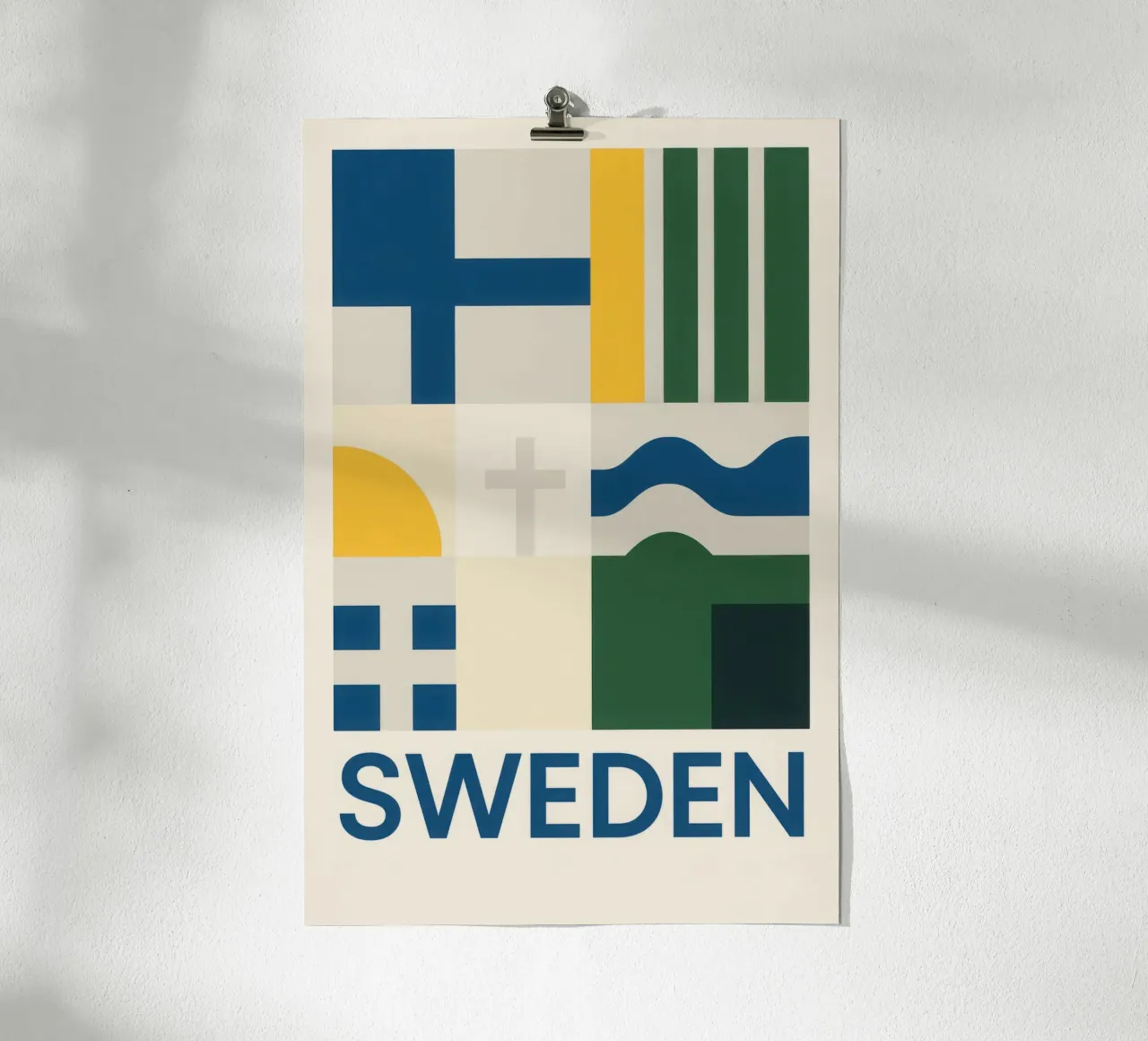 Svezia - L'essenza nordica in sintesi poster con telaio in plastica da JETLAG | affiches voyage