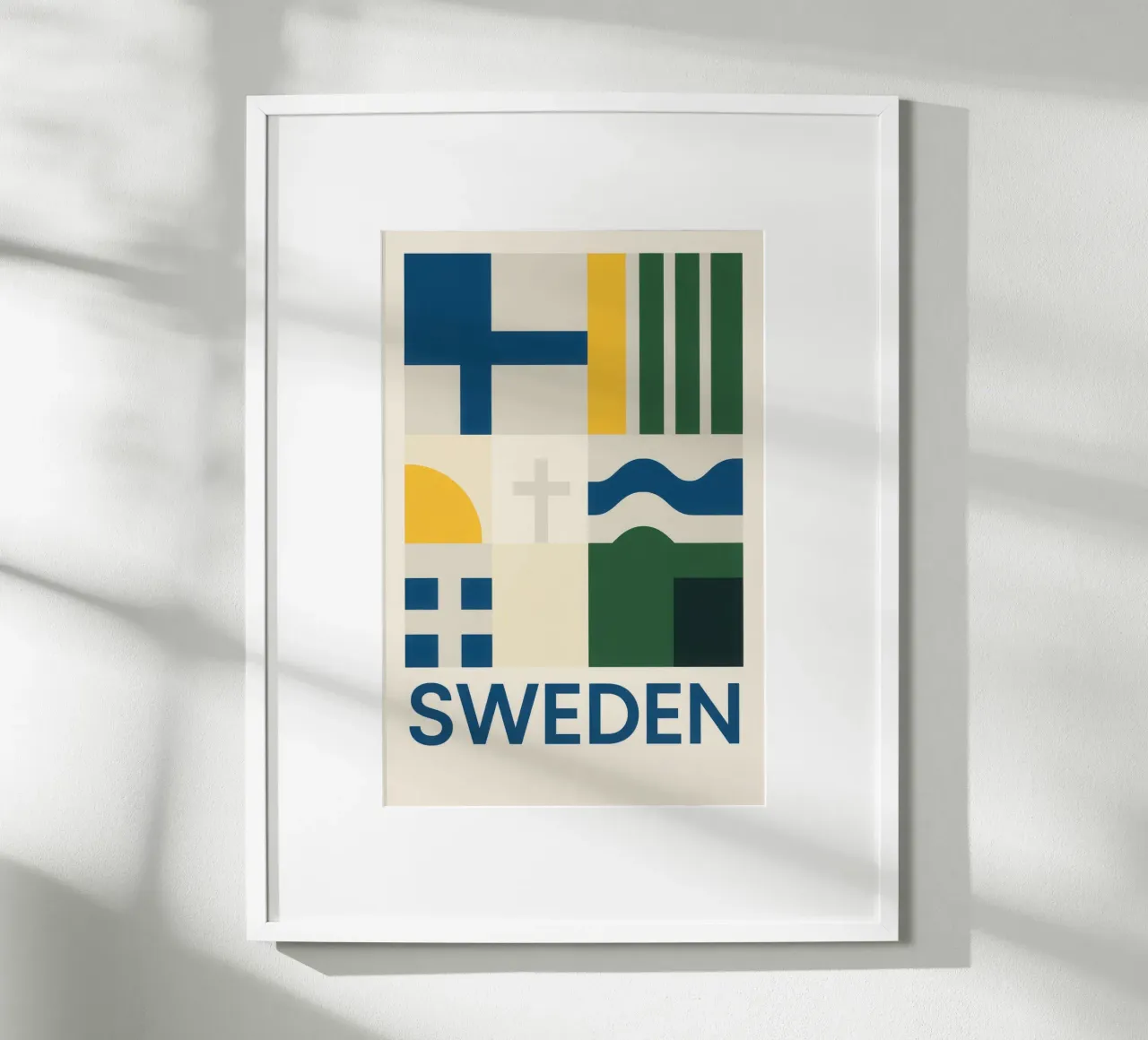 Svezia - L'essenza nordica in sintesi poster con telaio in plastica da JETLAG | affiches voyage