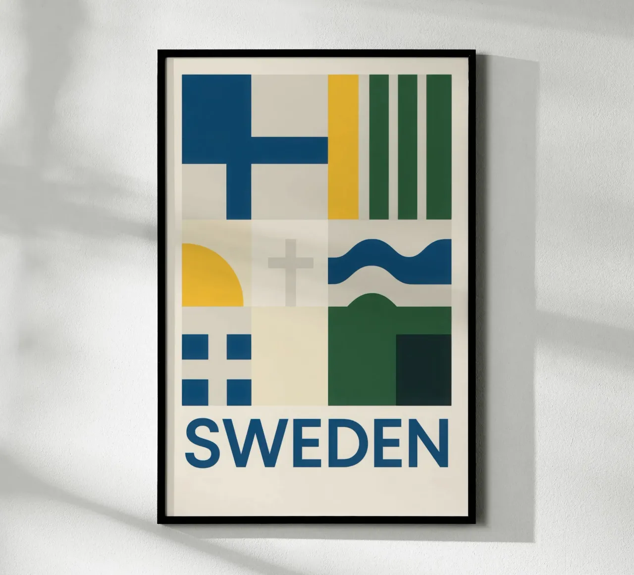 Svezia - L'essenza nordica in sintesi poster con telaio in plastica da JETLAG | affiches voyage