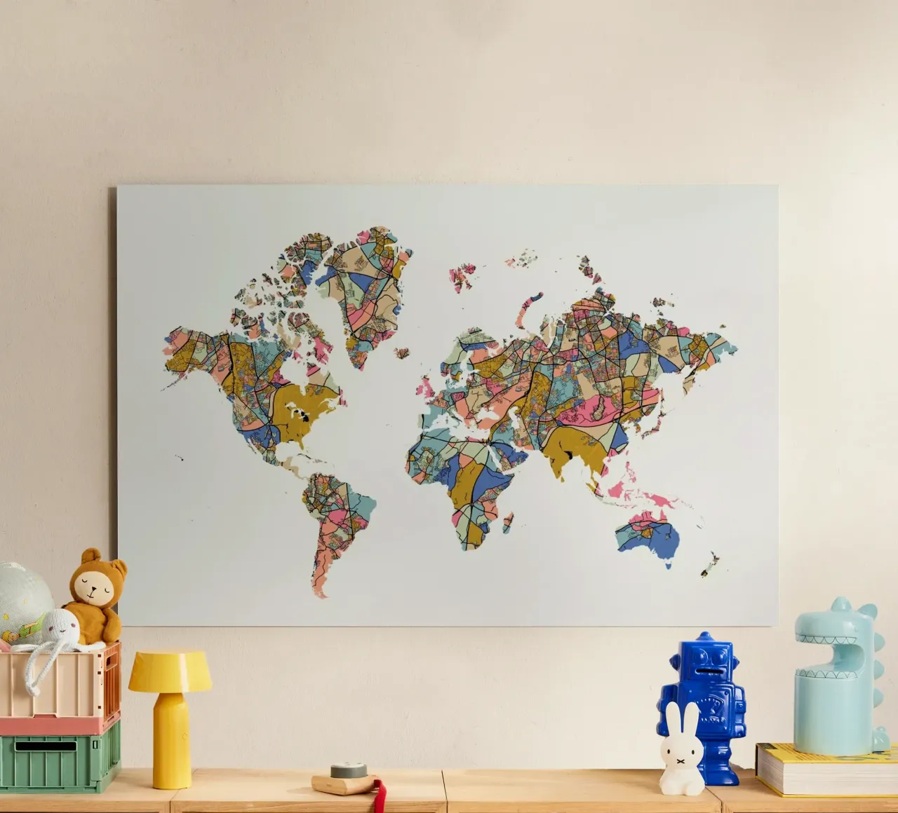World Map alluminio dibond da The Cartography Collection