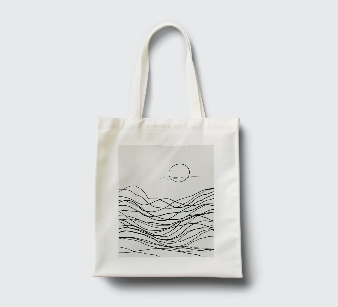 Line art tonalist landscape drawing tote bag by Little Dean