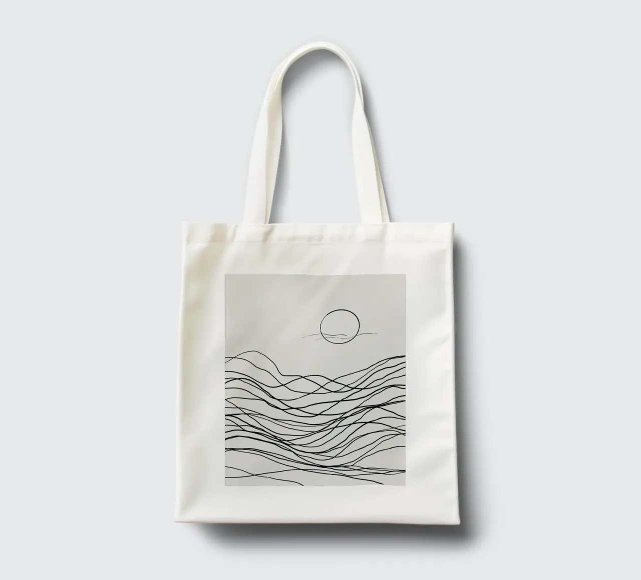 Line art tonalist landscape drawing tote bag by Little Dean