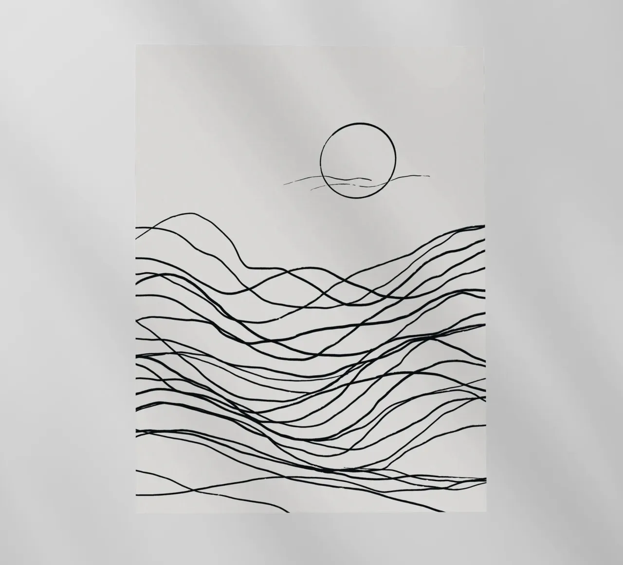 Line art tonalist landscape drawing backlit film by Little Dean