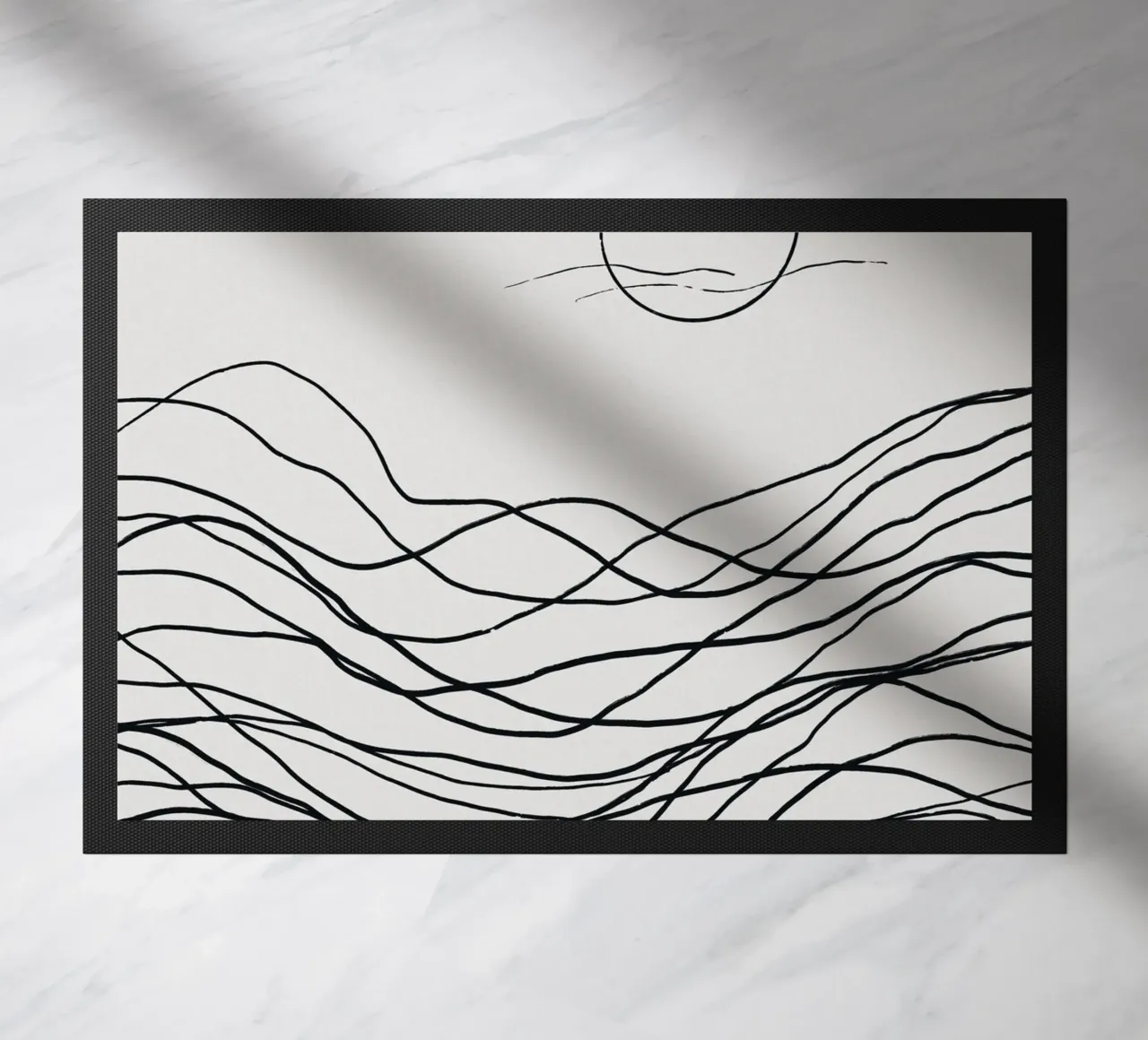 Line art tonalist landscape drawing doormat by Little Dean