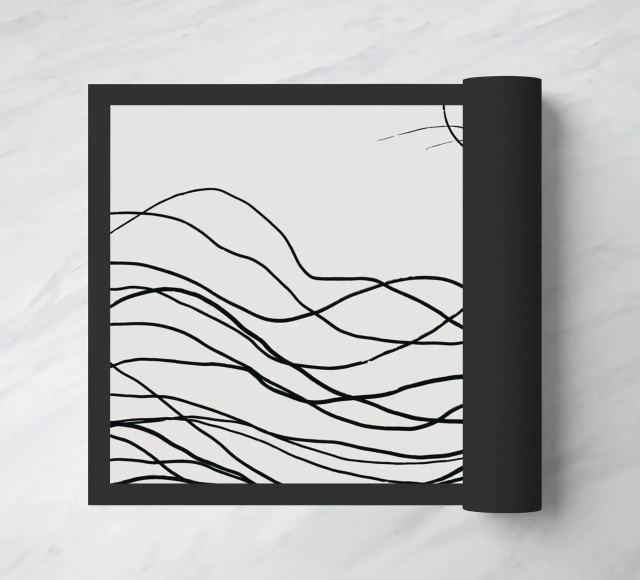 Line art tonalist landscape drawing doormat by Little Dean