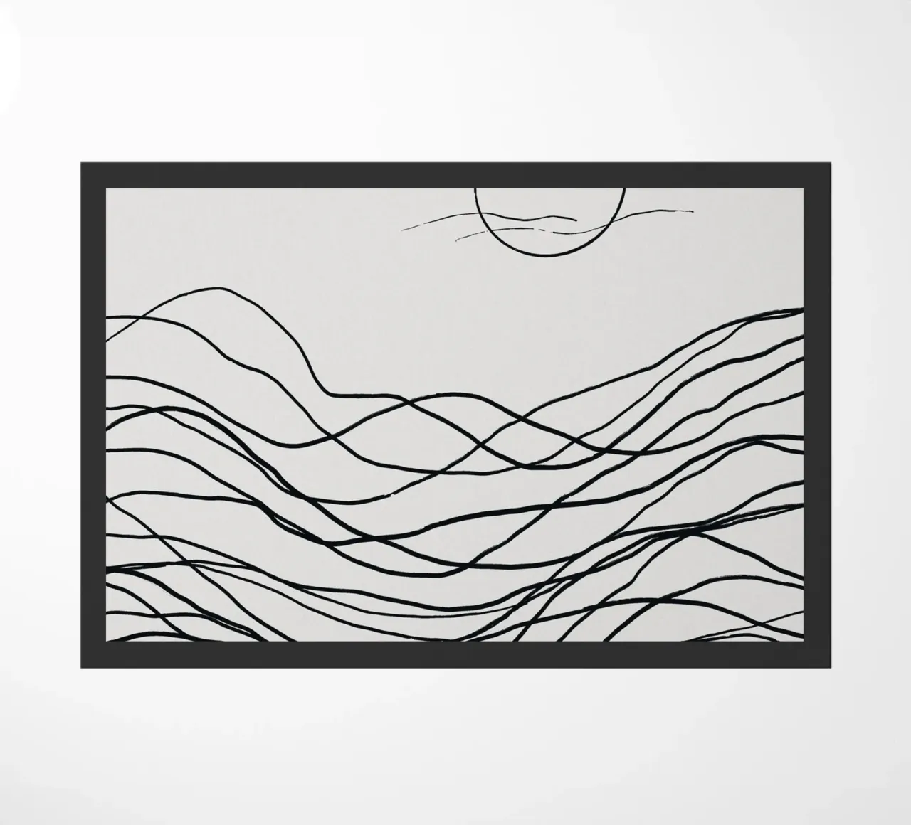 Line art tonalist landscape drawing doormat by Little Dean