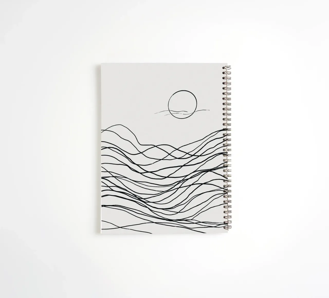 Line art tonalist landscape drawing spiral notebook by Little Dean