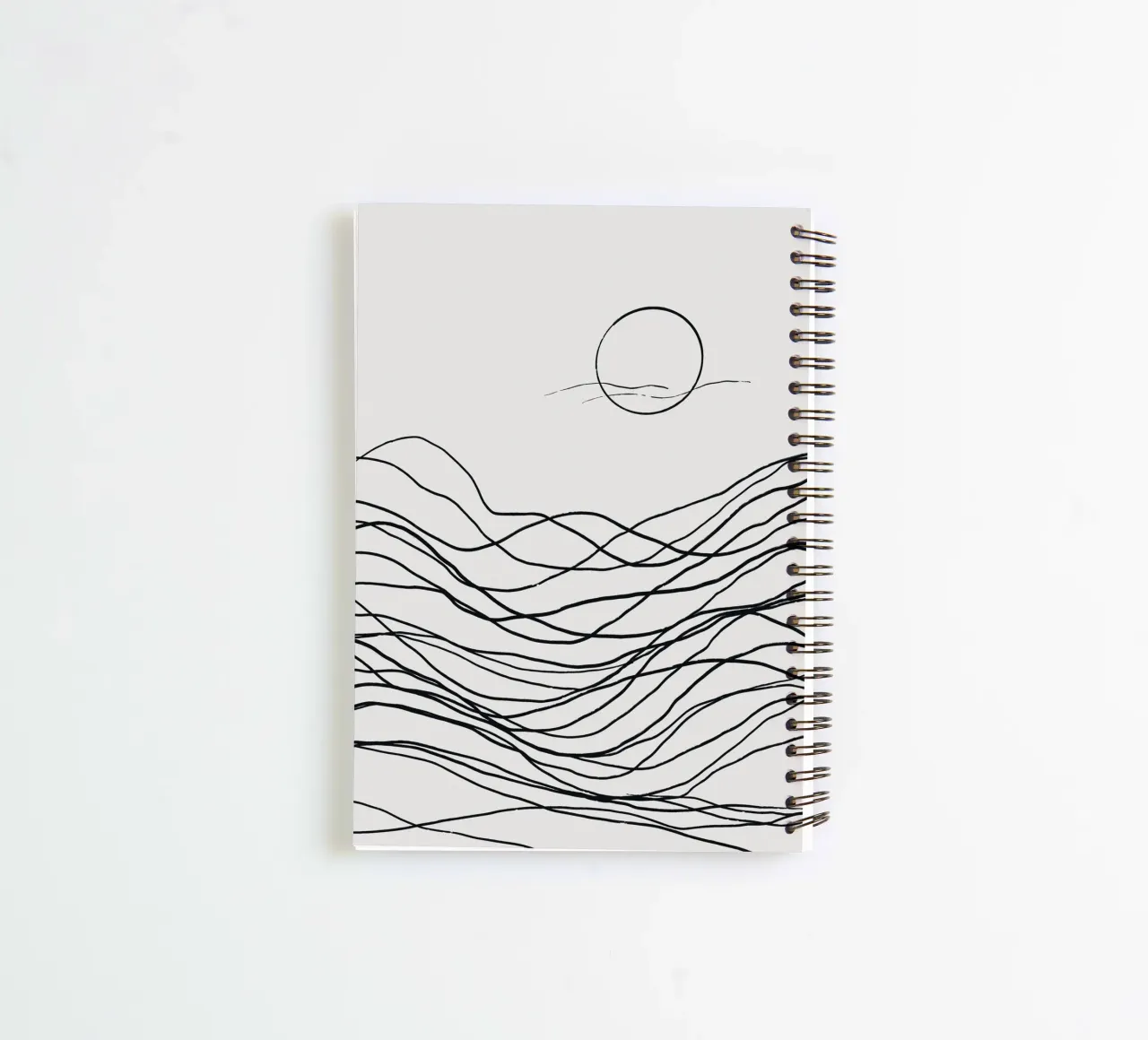 Line art tonalist landscape drawing spiral notebook by Little Dean