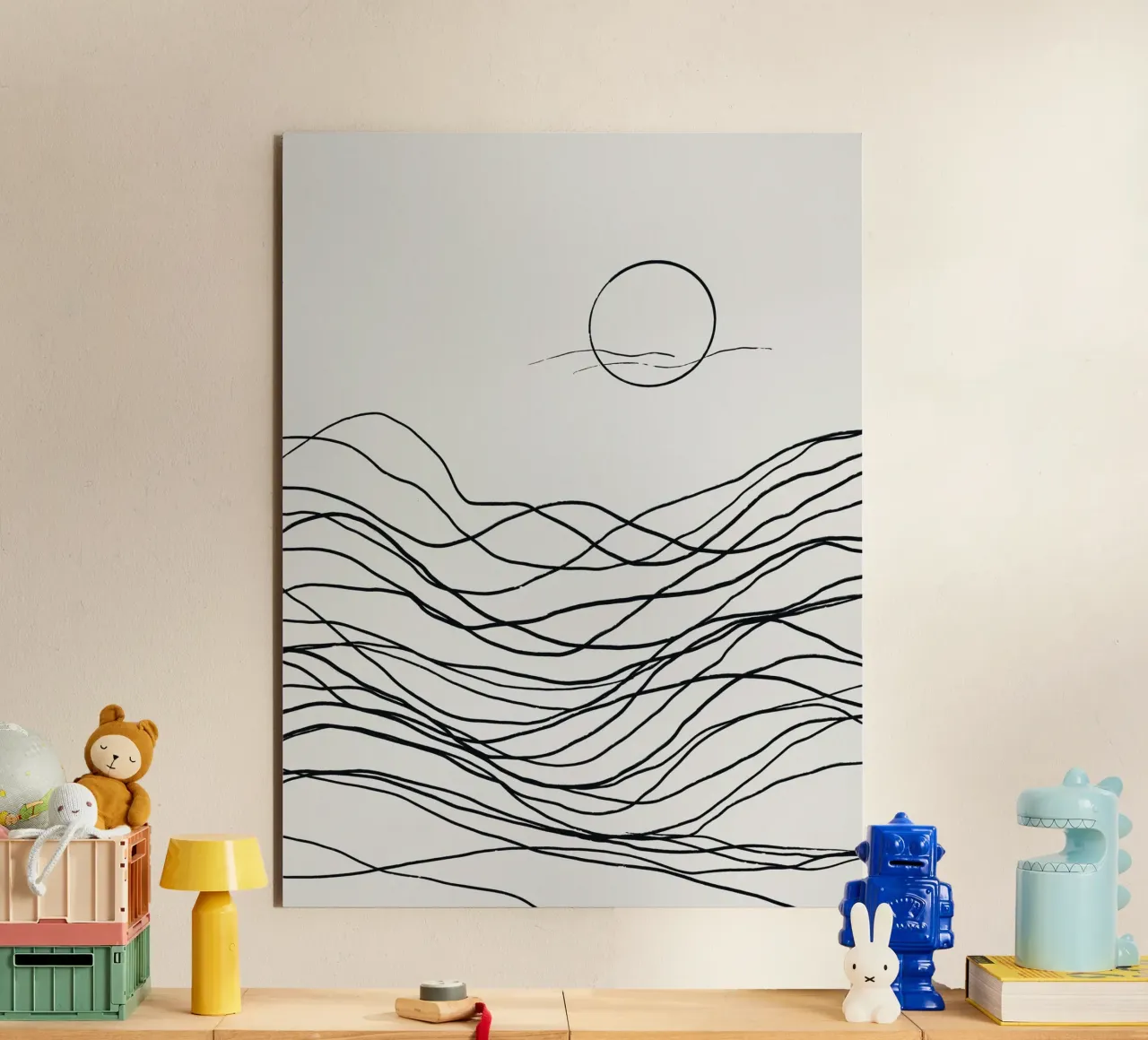 Line art tonalist landscape drawing alu-dibond by Little Dean