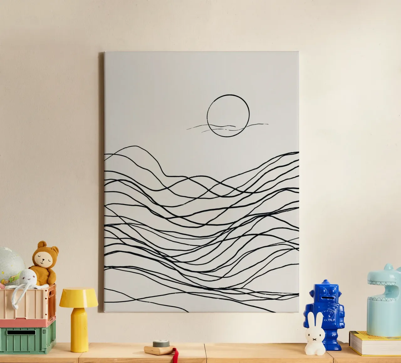 Line art tonalist landscape drawing canvas by Little Dean