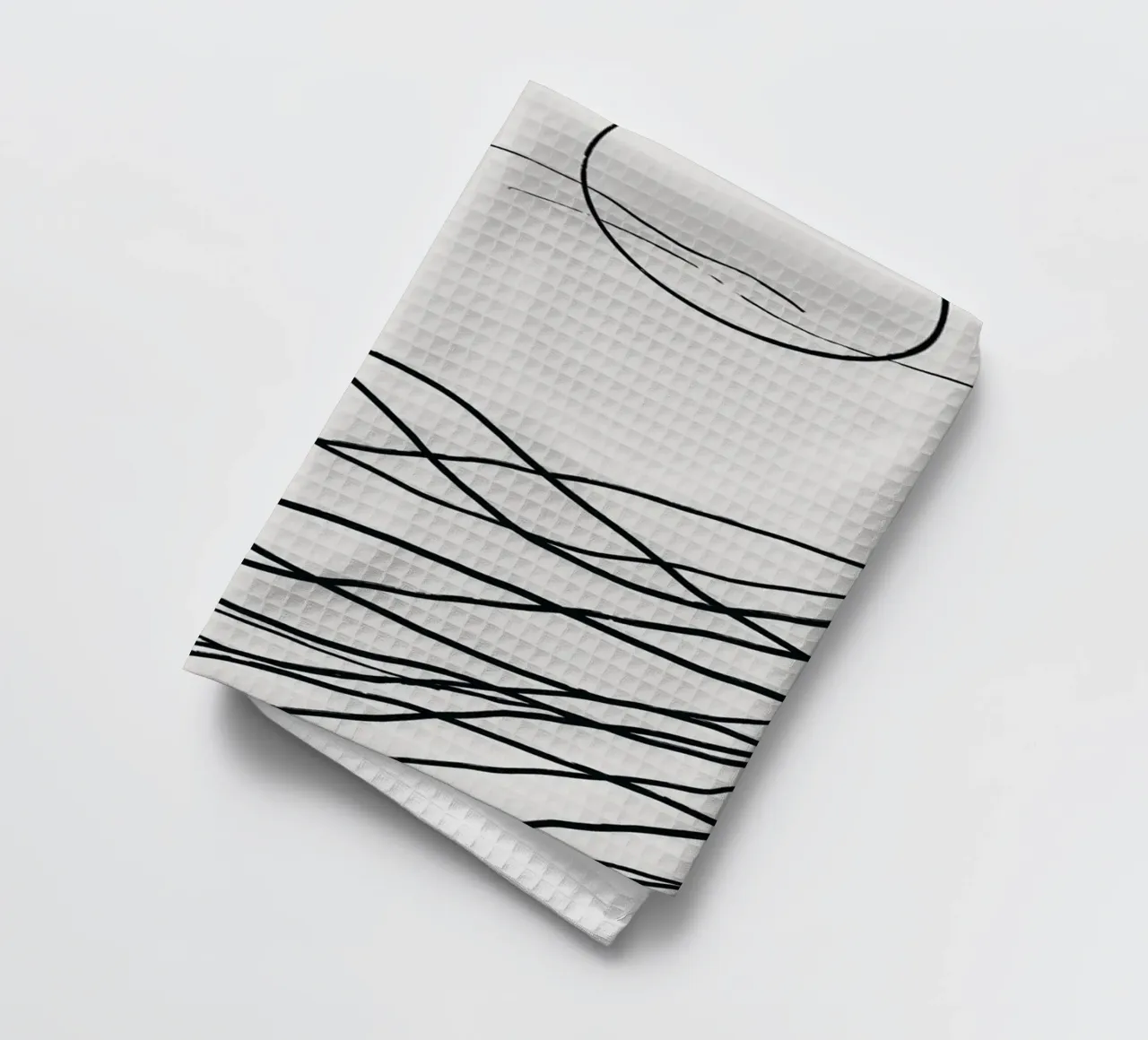 Line art tonalist landscape drawing tea towel by Little Dean