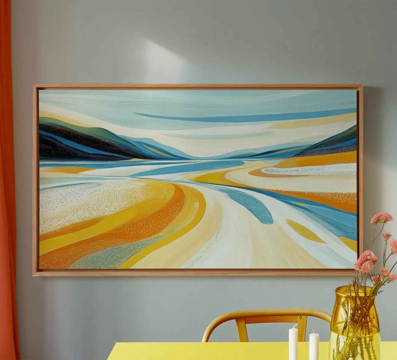 Abstract strand canvas with Floater frame by Imagine