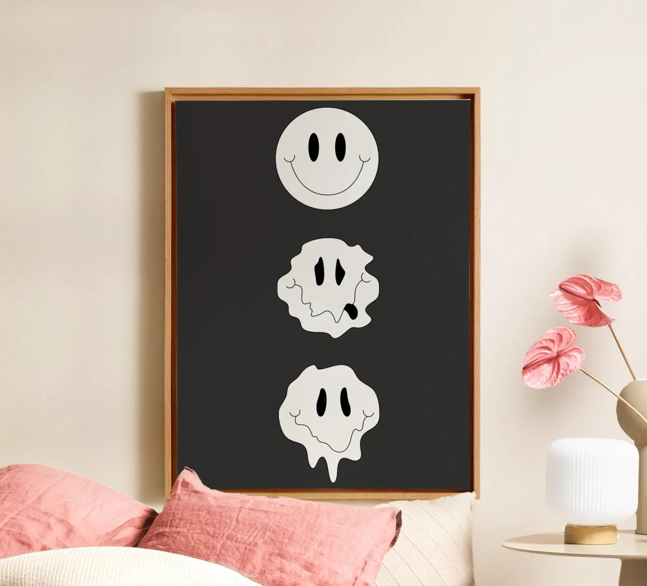 MELTING SMILEY canvas with Floater frame by Einfach Uebel