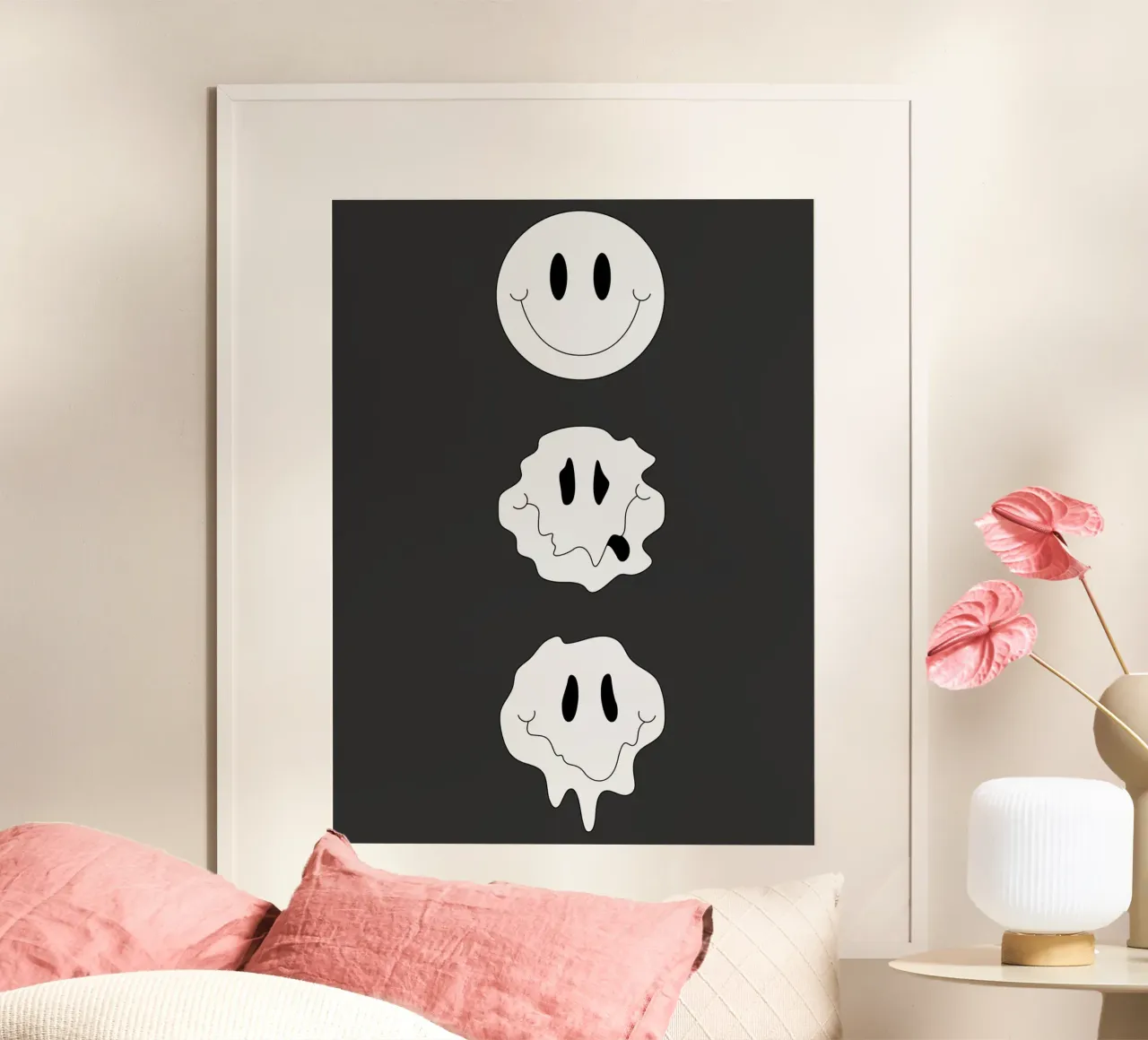 MELTING SMILEY poster con telaio in plastica da Einfach Uebel