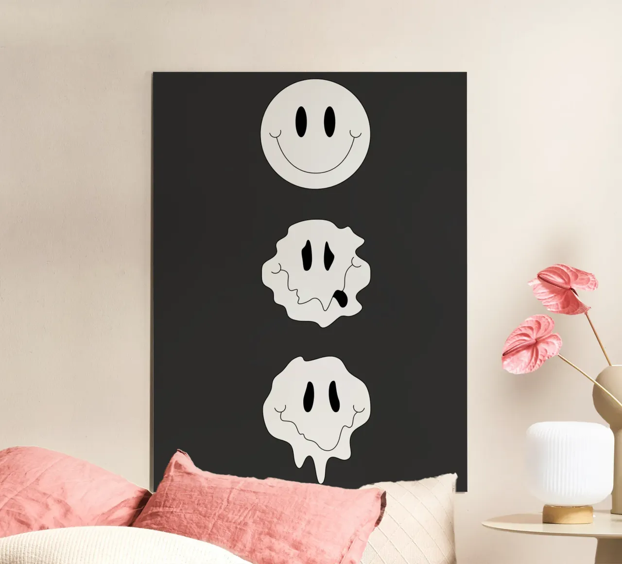 MELTING SMILEY poster con telaio in plastica da Einfach Uebel