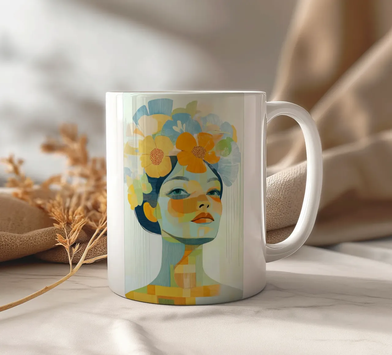 Donna con fiori tra i capelli tazza in ceramica da Imagine