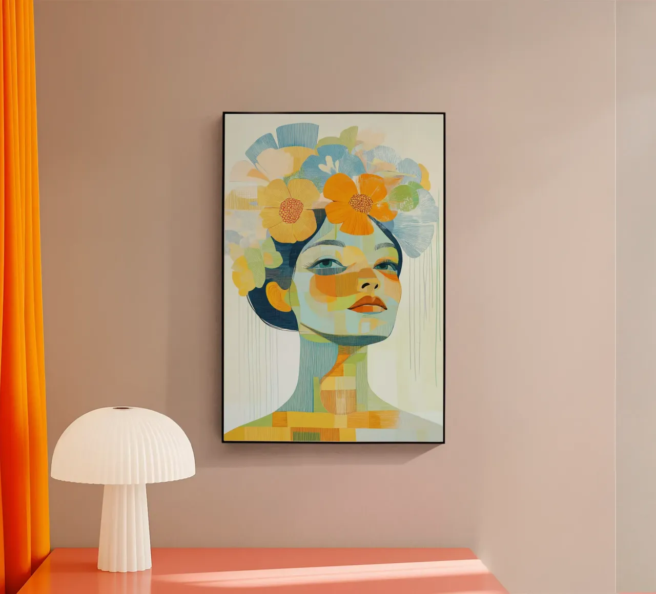 Donna con fiori tra i capelli plexiglass da Imagine