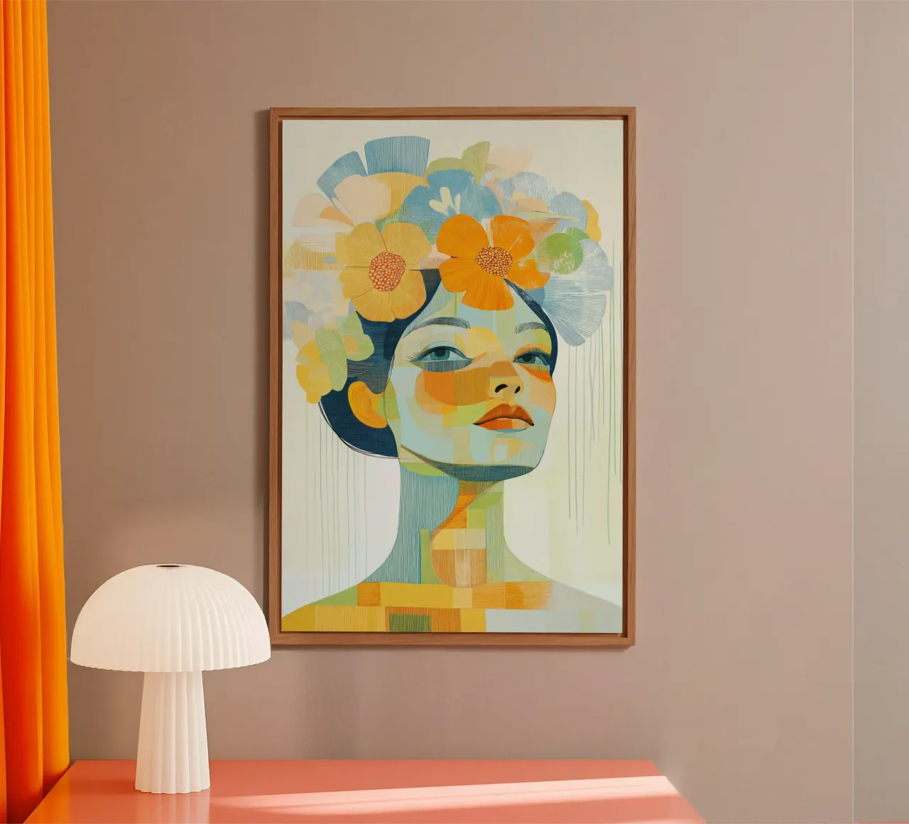Donna con fiori tra i capelli alluminio dibond da Imagine