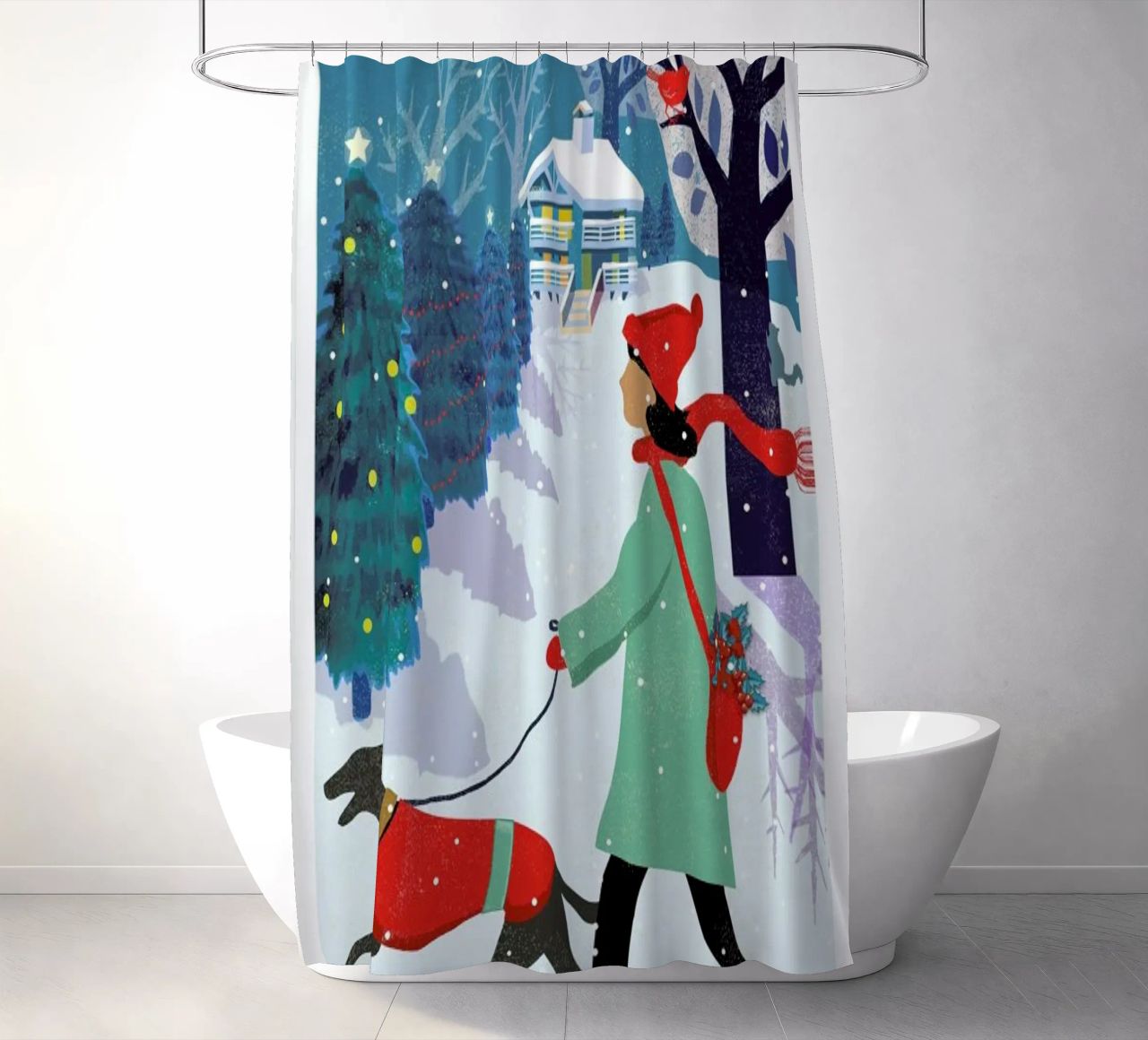 Whippet Walk cortina de baño de Rocket68