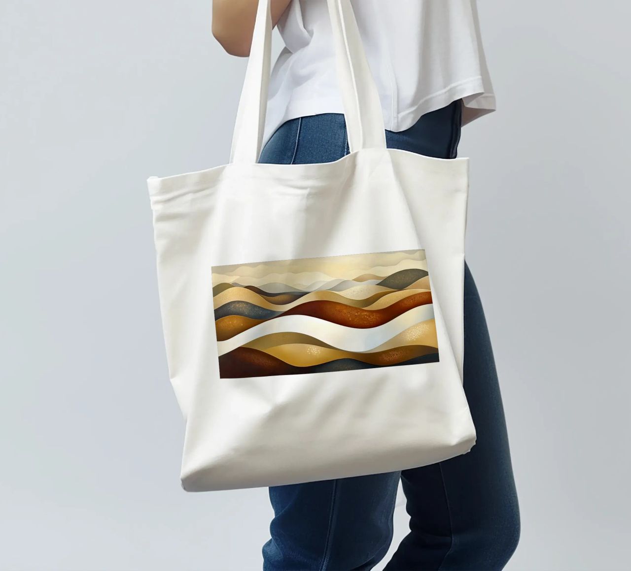 Paesaggio astratto con colori marroni borsa in juta da Imagine