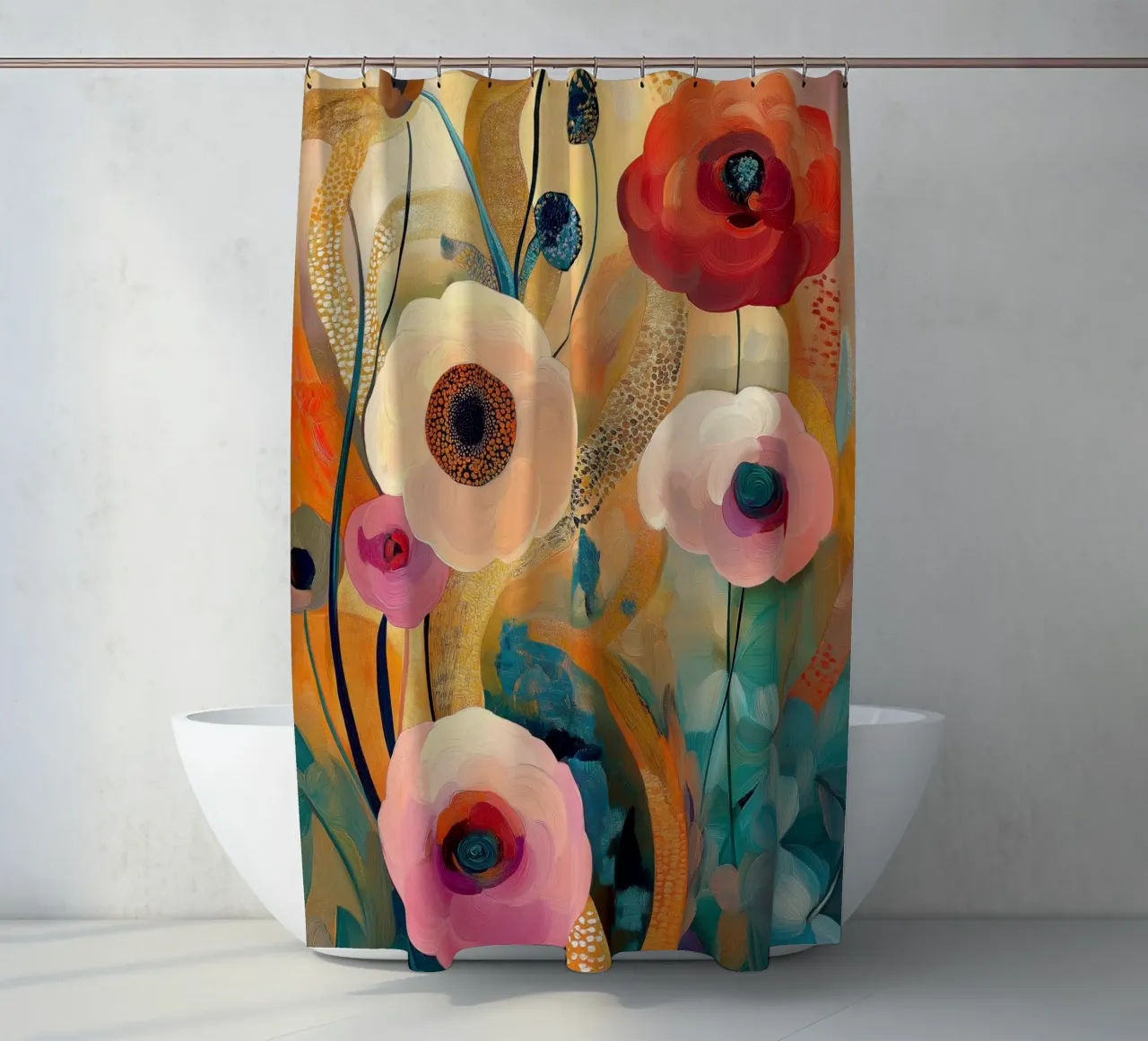Flowers abstract shower curtain by Imagine