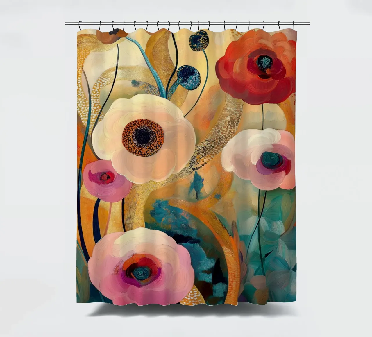 Flowers abstract shower curtain by Imagine