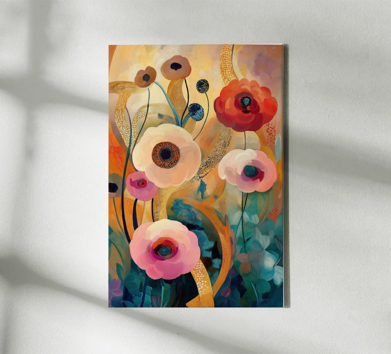 Bloemen abstract canvas met Baklijst van Imagine