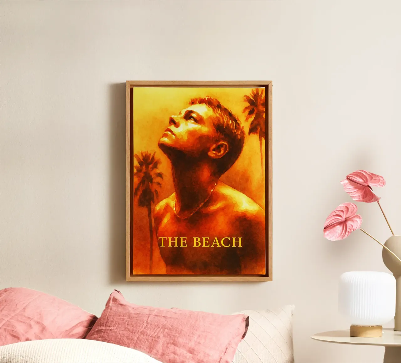 the beach repainting imagination reproduction canvas with Floater frame by SIQAYA