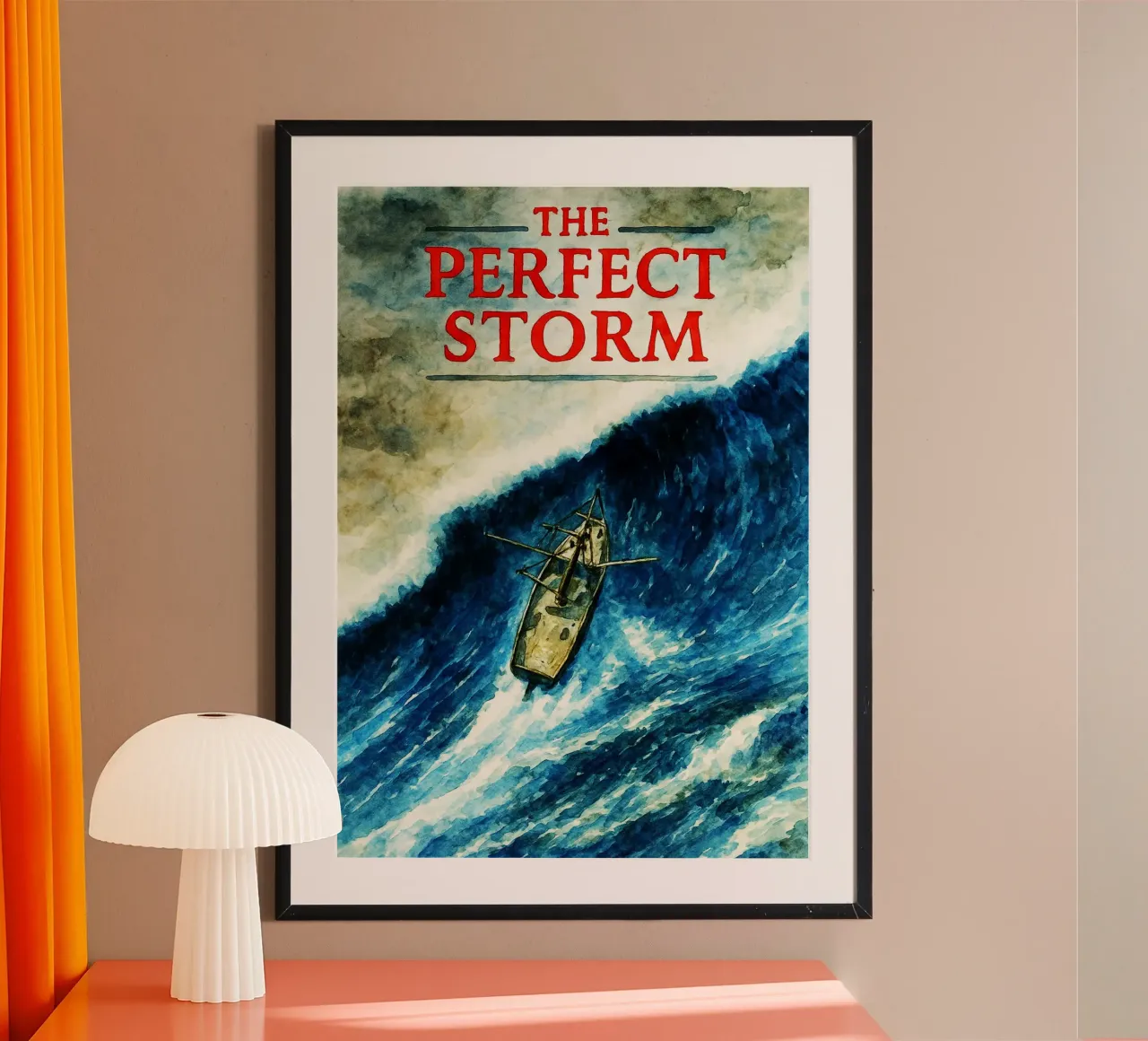 la tempête parfaite l'imagination de repeindre poster avec cadre en bois de SIQAYA