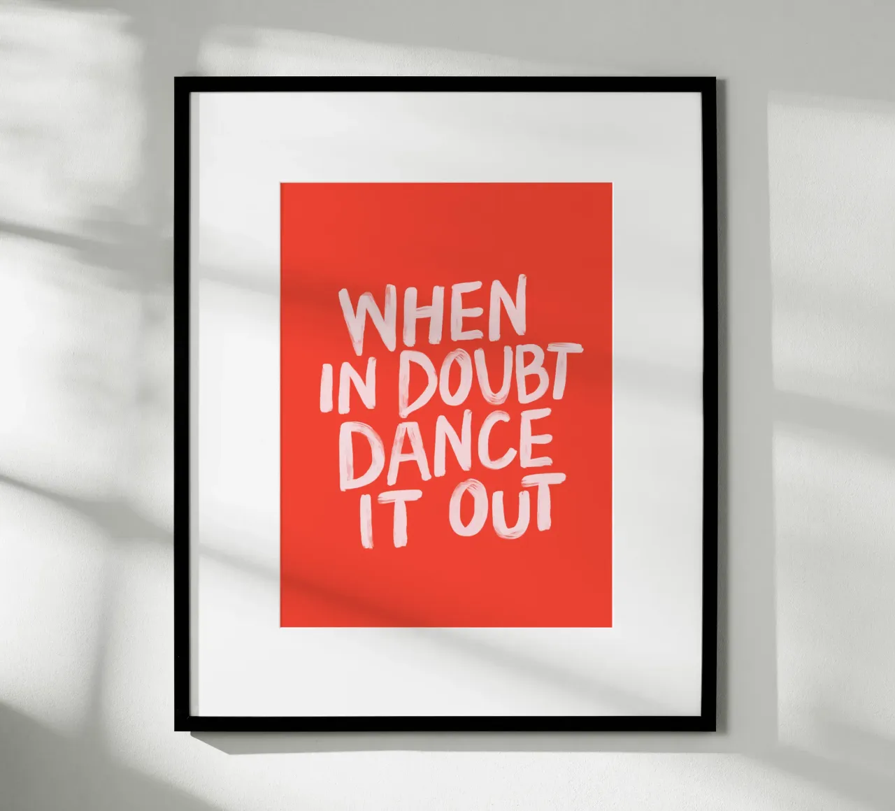 When In Doubt Dance it Out Red Pink Typography Print hahnemühle by THE MOTIVATED TYPE