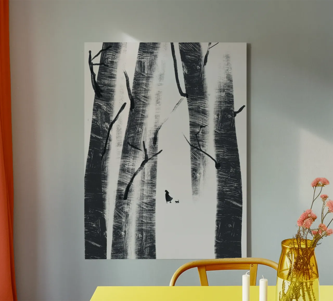 Girl and her cat canvas by Little Dean