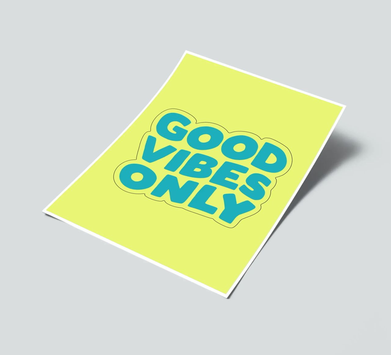 Good Vibes Only Typography Print jaune et bleu planche autocollant de THE MOTIVATED TYPE