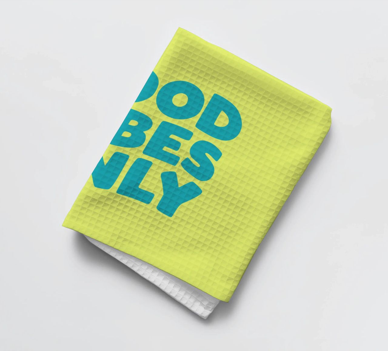 Good Vibes Only Typography Print jaune et bleu torchon de THE MOTIVATED TYPE