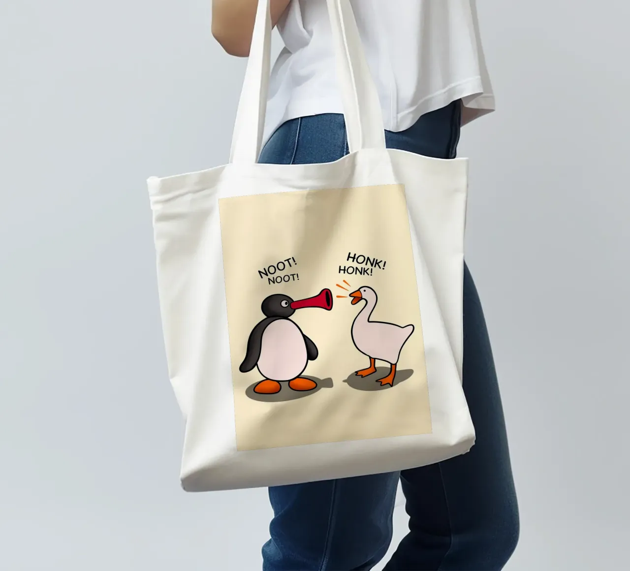 anatra e noce borsa in juta da Dale Edward YoungJr