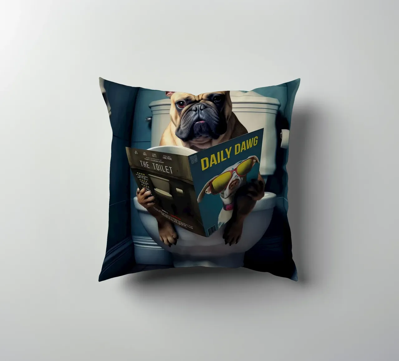 Bulldog francese nel bagno cuscino da Charles A Boudreau